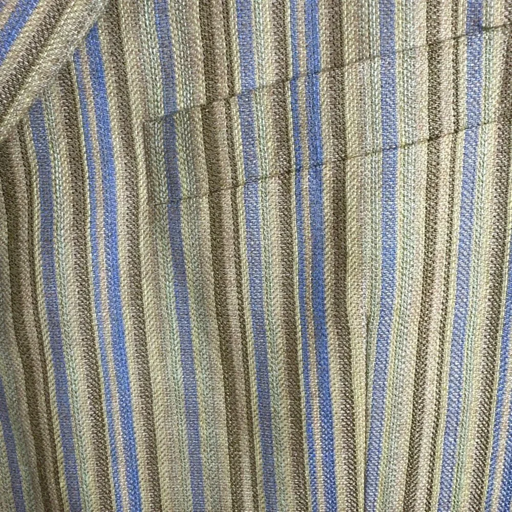 Ibiza 44R Linen And Wool Sport Jacket Golden Striped Blue Samba Mediterranean